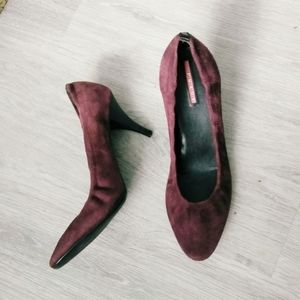 Prada Heels Brown Red Velvet 39 Vintage